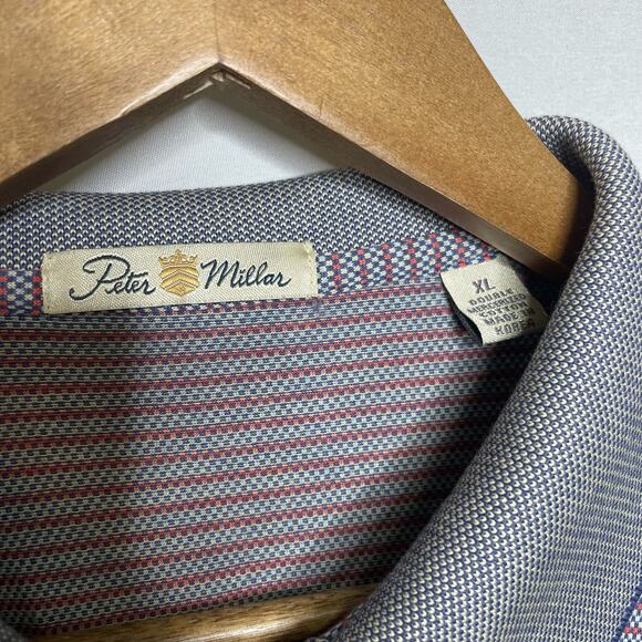 Peter Millar Mens Red and Gray Polo Shirt Size XL Double Merchandized Cotton*** - Picture 2 of 5